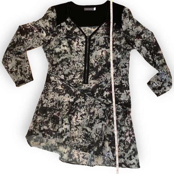 Mint Velvet Asymmetrical Grey Marble Long Sleeve Tunic Blouse UK 12 / US 8 - Picture 4 of 15